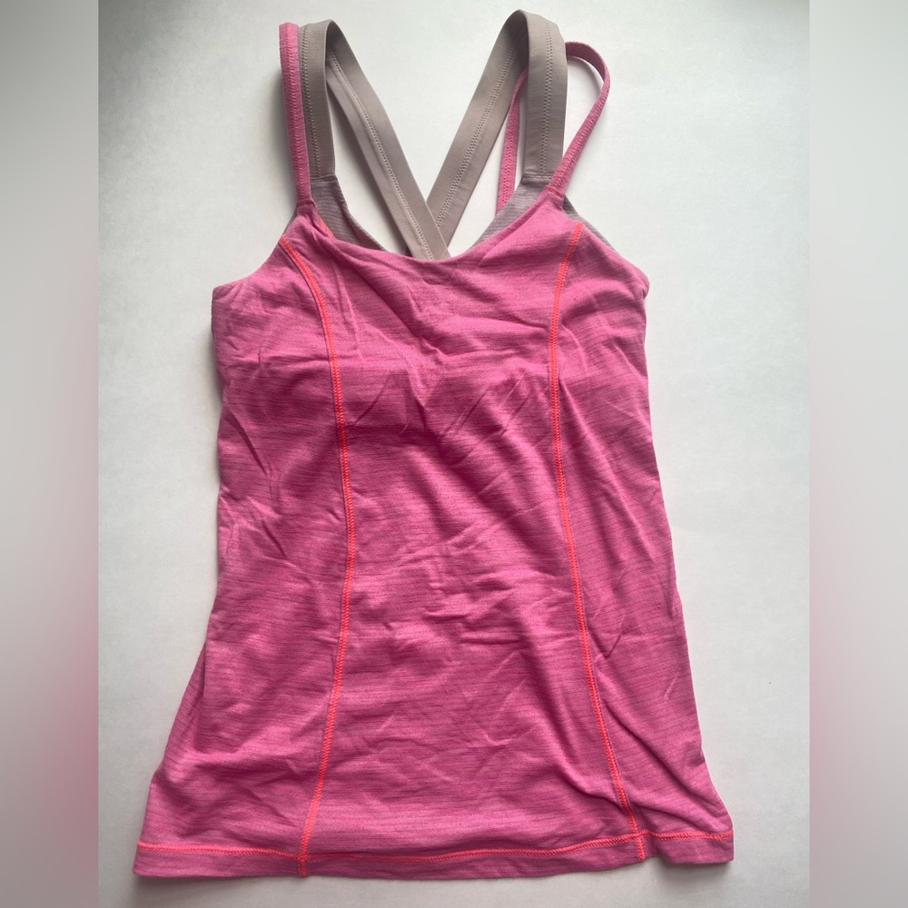 Lululemon Run For Gold Tank, Size: 2, Color: Heathered Electric Coral/Naked